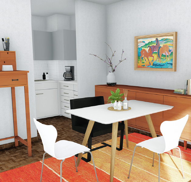 Wohnzimmer Planung als 3D-Ansicht